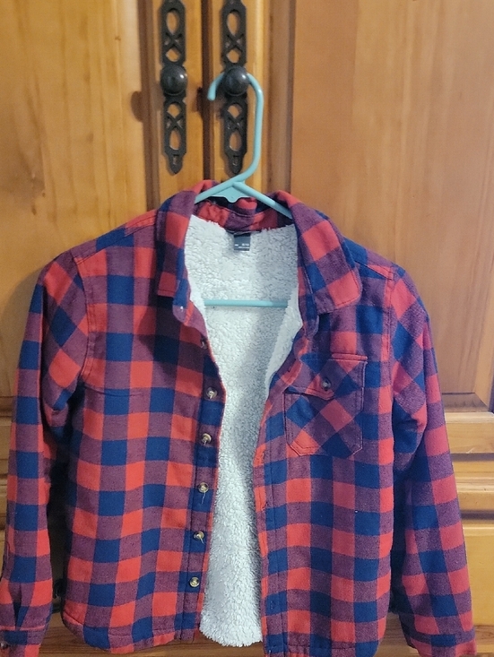 Eddie Bauer Other - Eddie Bauer Red and Navy Plaid Sherpa Flannel